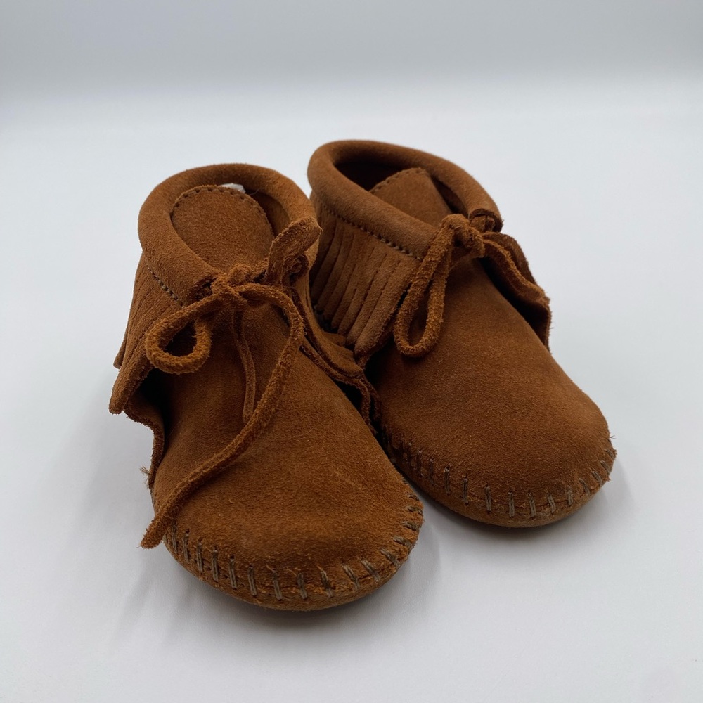 Minnetonka Brown Suede Kids Moccasins Boots